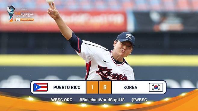 푸에르토리코를 제압한 한국 청소년 야구대표팀 [WBSC 페이스북 계정 캡처. 재판매 및 DB 금지]