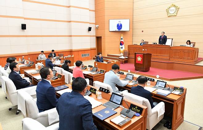 보령시의회 본회의장에서 제253회 임시회가 진행되고 있다.(보령시의회 제공)/뉴스1