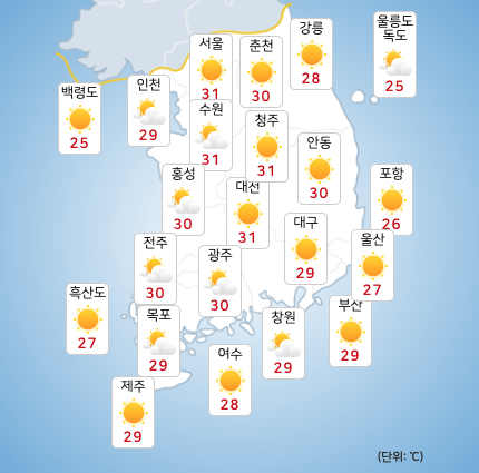 ⓒ기상청: 오늘(9일) 전국날씨