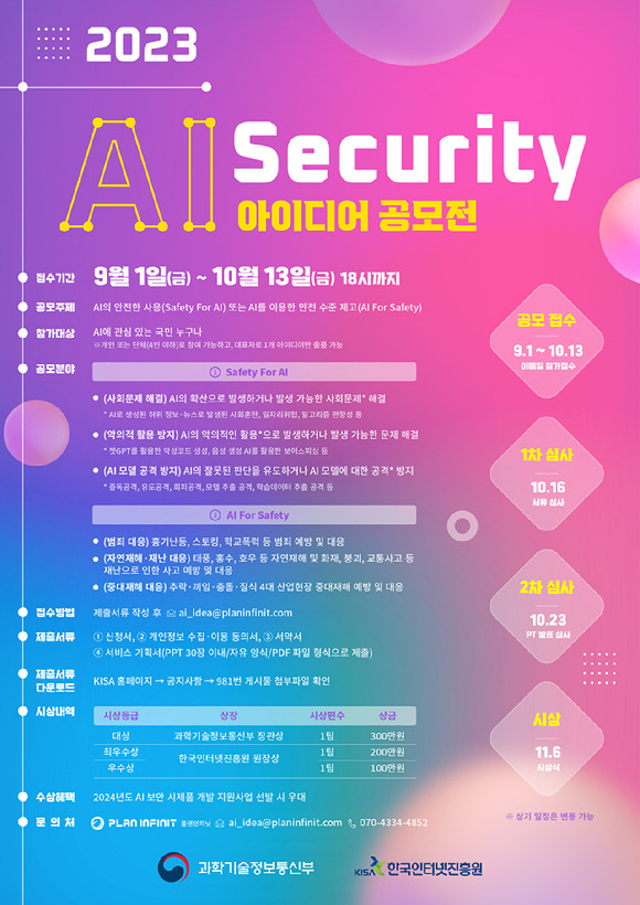 AI+SECURITY 아이디어 공모전 포스터 [사진=KISA]