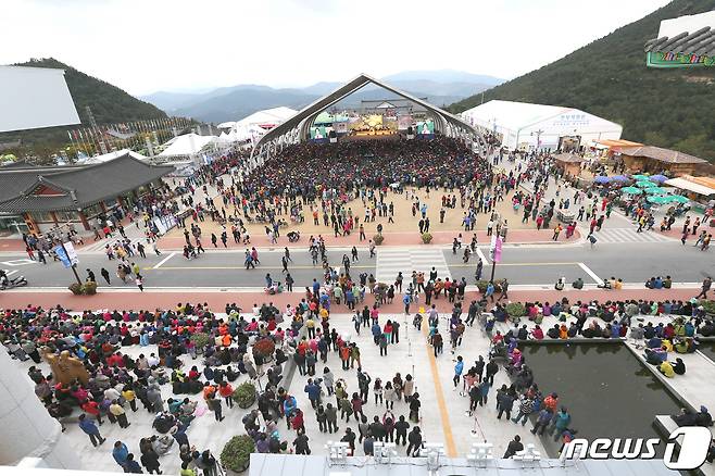 2013 산청세계전통의약엑스포 메인 무대 공연(산청군 제공).