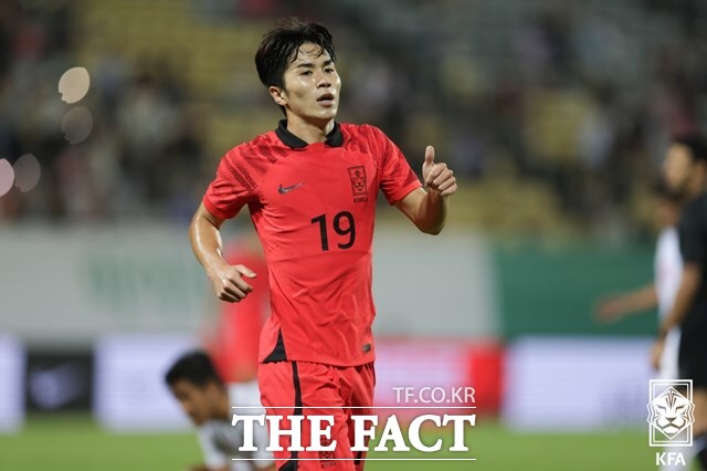 후반 추가시간에 3-0 쐐기골을 터뜨린 오재혁./창원=KFA