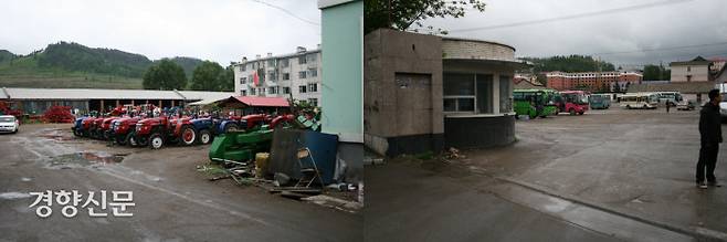 간도특설대의 본부와 보병련 중대가 자리잡고 있던 중국 지린성 안투현(安圖縣) 농기공사.(왼쪽 사진) 유일하게 감옥건물만 남아있다. 오른쪽 사진은 기관포·박격포 중대가 있던 안투현 운수회사. 당시의 흔적은 찾을 수 없다. |출처:김효순,  <간도특설대>, 서해문집, 2014