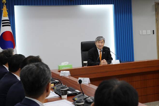 조태용 국가안보실장이 국가기반시설 방호태세 점검 관계기관 회의를 개최하고 있다. (사진=대통령실)