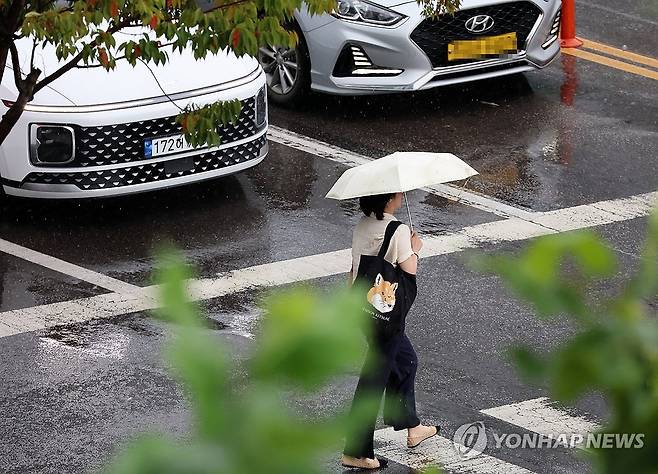 거리를 적시는 가을비 [연합뉴스 자료사진]