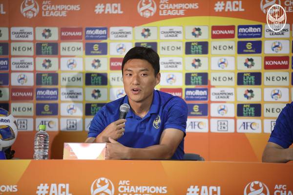 18일 2023~24시즌 AFC ACL 조별 리그 G조 1차전 요코하마 F.마리노스와의 경기를 앞두고 열린 공식 기자회견에 참석한 인천 이명주. 사진=인천