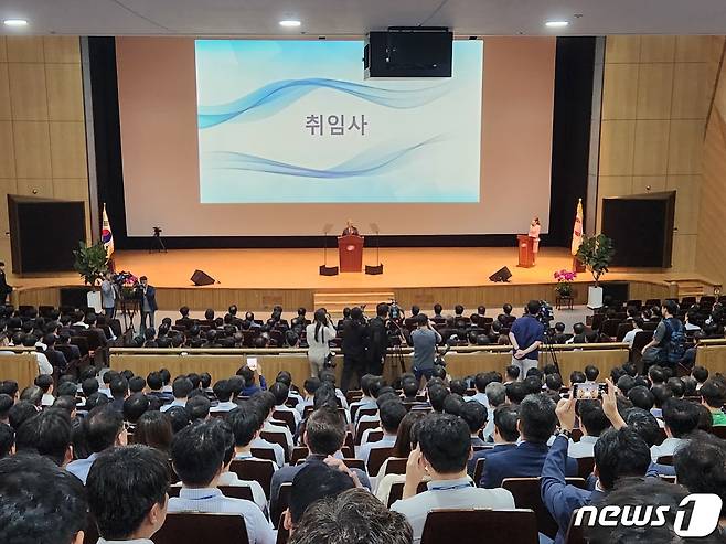 김동철 제22대 한국전력 사장이 20일 오전 한전 나주 본사에서 취임식을 갖고 업무를 시작했다. 2023.9.20/뉴스1 ⓒ News1