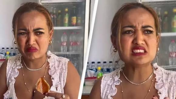 지난 3월 발리섬에 놀러갔다가 이슬람식 기도문을 읊조리고 돼지껍데기 요리를 맛봤다는 이유로 지난 19일(현지시간) 법원으로부터 징역 2년형을 선고받은 인도네시아 틱토커 리나 루트피아와티. 호기심에 이끌렸던 그녀도 분명 돼지껍데기 맛을 본 뒤 싫은 내색을 했다. 본인 틱톡 캡처