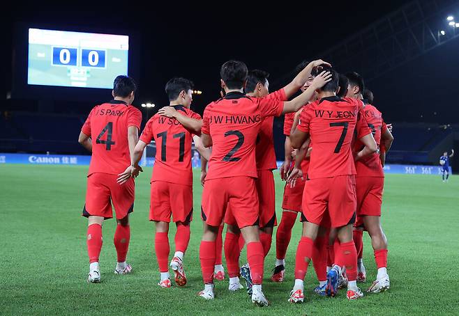 ▲ 19일 쿠웨이트를 9-0으로 대파한 한국 ⓒ연합뉴스