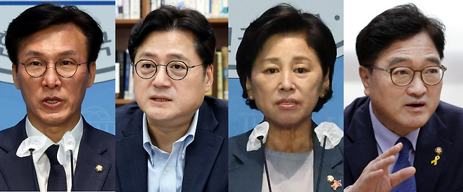 왼쪽에서부터 김민석·홍익표·남인순·우원식 더불어민주당 의원. 연합뉴스. 한겨레 자료사진.