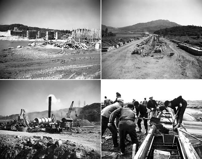 1968년에서 1970년 사이 촬영된 경부고속도로 공사현장의 모습. [서울역사아카이브·한국도로공사]