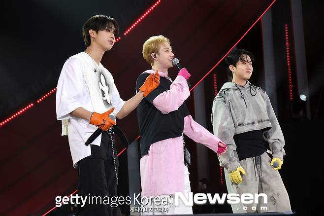 왼쪽부터 한, 방찬, 창빈/GettyImagesKorea 제공