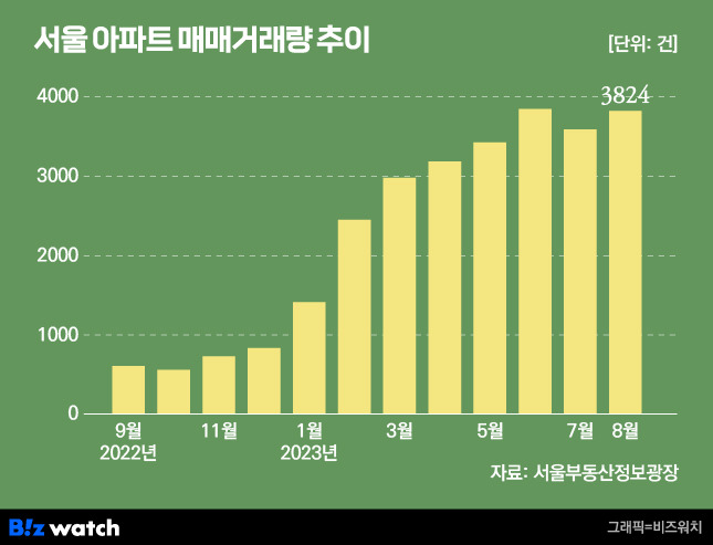 서울 아파트 매매거래량 추이. /그래픽=비즈워치.