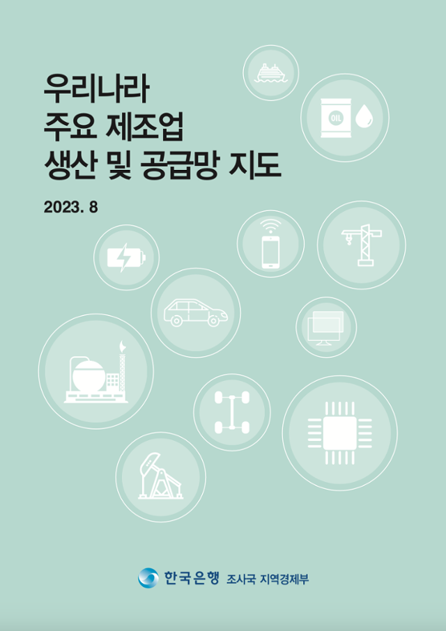 우리나라 주요 제조업 생산 및 공급망 지도. 한국은행 제공