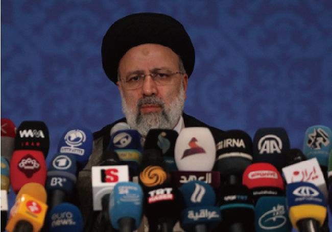 2021년 6월 21일 에브라힘 라이시 당시 이란 대통령 당선인이 기자회견을 하고 있다. [AP뉴시스]