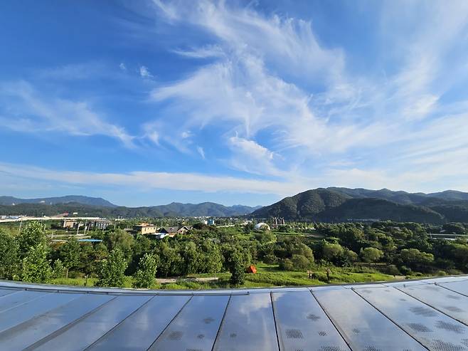 The view from the upper deck of the Jeongok Prehistory Museum (Kim Hae-yeon/ The Korea Herald)