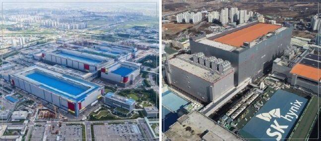 삼성전자 평택 캠퍼스(왼쪽)와 SK하이닉스 이천 캠퍼스.ⓒ각 사