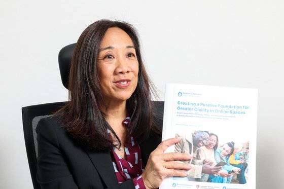 로블록스 타미 바우믹 시민의식 및 파트너십 부사장이 12일 서울 중구 남산스퀘어에서 중앙일보와 인터뷰했다. 우상조 기자