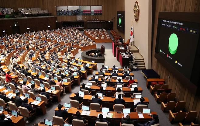 지난 9월 21일 오후 교원의 지위 향상 및 교육활동 보호를 위한 특별법 일부개정법률안이 통과되고 있다.(사진=저작권자(c) 뉴스1, 무단 전재-재배포 금지)