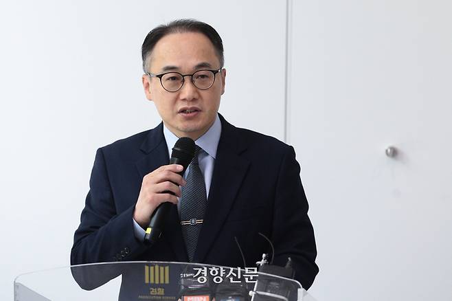 이원석 검찰총장이 지난 7월 26일 서울 양천구 서울남부지검에서 열린 가상자산합동수사단 출범식에서 발언을 하고 있다. 성동훈 기자