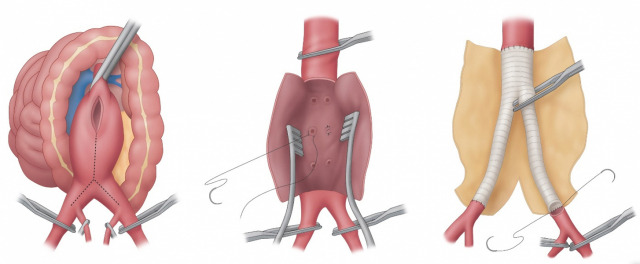 복부대동맥류에서 시행되는 수술 모식도. 사진 제공=서울대병원