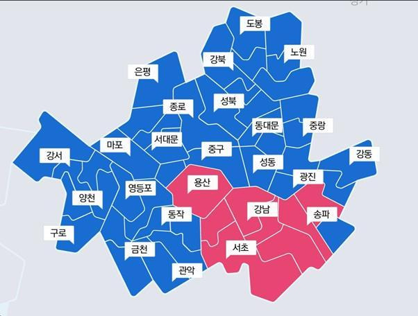 2020년 4월 15일 211대 총선 서울 선거구 49곳 개표 결과. 네이버 캡처