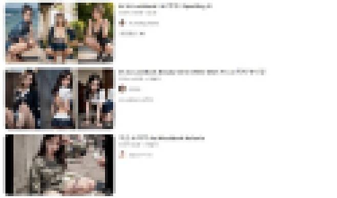 생성형 AI(인공지능) 기술이 발전하며 유튜브에는 사람과 흡사하게 생긴 '버추얼휴먼'을 활용한 선정적 룩북(Look book) 콘텐츠가 우후죽순 등장해 논란이 되고 있다.(사진=유튜브 캡처) *재판매 및 DB 금지