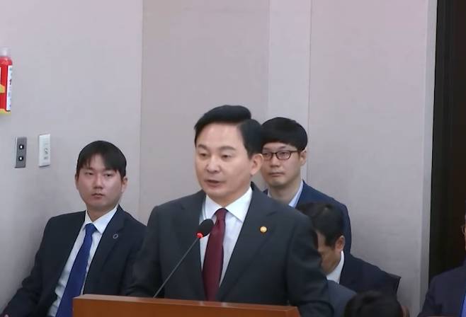 원희룡 국토교통부 장관이 10일 국회 국토교통위원회 국정감사에서 모두발언을 하고 있다./사진=국회영상회의록 캡처