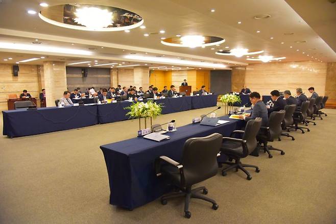 지난 11일 건설공제조합이 서울 논현동 건설회관에서 제310차 운영위원회를 열고 있다. 건설공제조합 제공