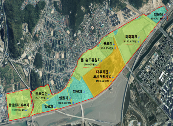 인천광역시 송도유원지 일원 경제자유구역(FEZ) 지정 관련 대상지 현황 [사진=인천시]