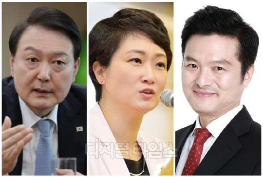 (왼쪽부터) 윤석열 대통령, 이언주 전 국회의원, 김태우 전 강서구청장. <디지털타임스 DB, 대통령실 제공>