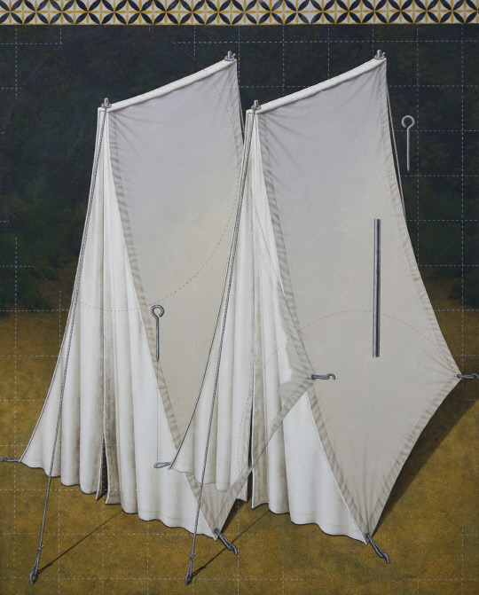 이재석, 겹쳐진 텐트, 캔버스에 아크릴, 162.2×130.3cm, 2020