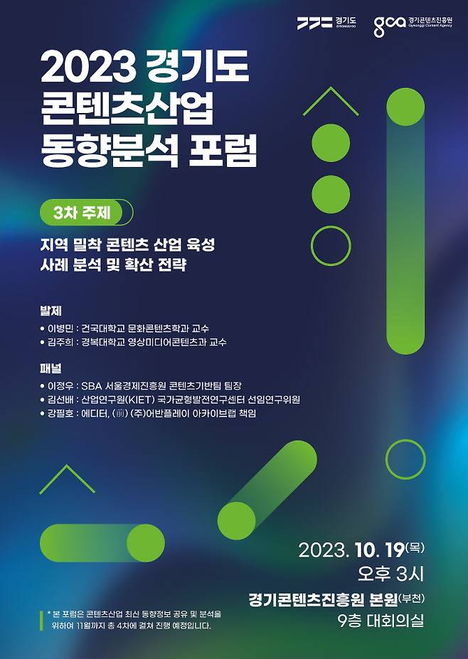 2023 경기도 콘텐츠산업 동향분석 제3차 포럼 포스터 (사진=경기콘텐츠진흥원)