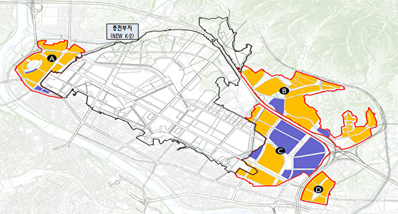 K2 종전부지와 주변부지 개발계획도 [사진=대구시]