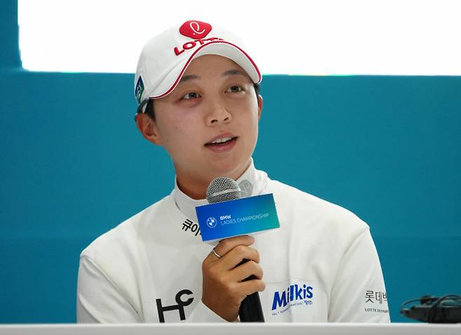 LPGA 투어 BMW 레이디스 챔피언십에 출전하는 김효주가 공식 기자회견에서 질문에 답하고 있다. /사진= BMW 코리아