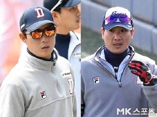 고영민(사진 왼쪽) 코치와 김주찬 코치(사진 오른쪽). 사진=천정환 기자