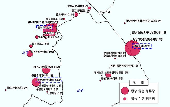 광주광역시 장애인 시내버스 이용 현황. 광주시 제공