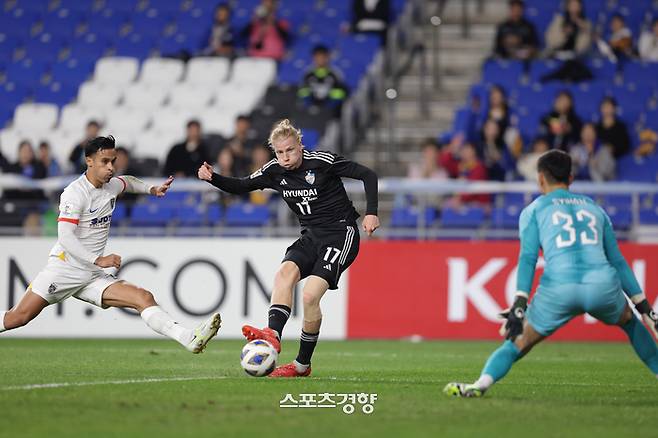 울산 현대 루빅손의 득점 장면. 프로축구연맹 제공