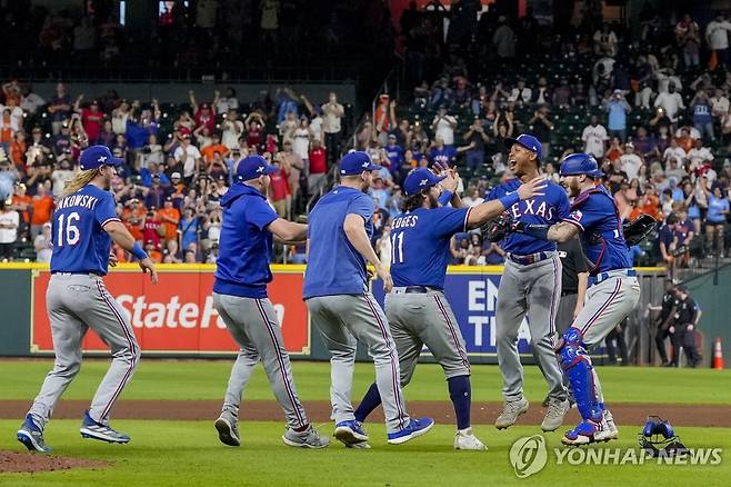 월드시리즈에 진출한 텍사스 레인저스 [AP 연합뉴스 자료사진]