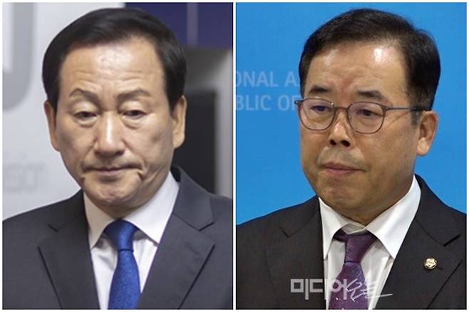 ▲ 류희림 방송통신심의위원장(왼쪽)과 박성중 국민의힘 의원. 사진=연합뉴스, 미디어오늘.
