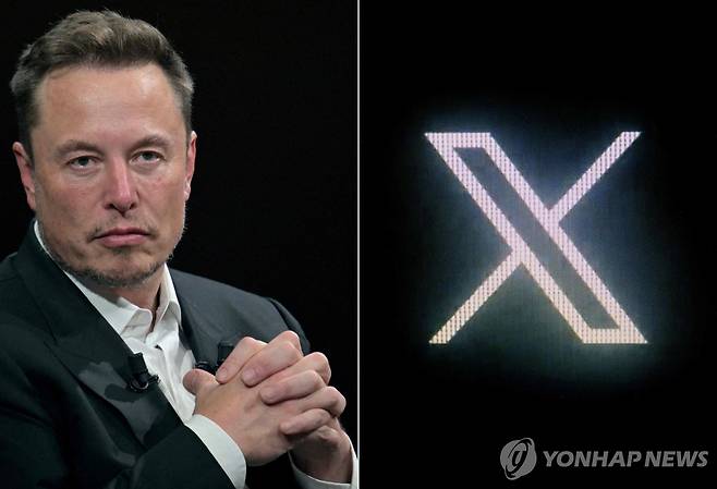 일론 머스크와 SNS 엑스(X) 로고 [AFP 연합뉴스 자료사진. 재판매 및 DB 금지]