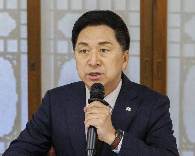김기현 국민의힘 대표가 29일 오전 서울 종로구 삼청동 총리 공관에서 열린 고위 당·정·대 협의회에 참석해 발언하고 있다. 연합ㄴ스