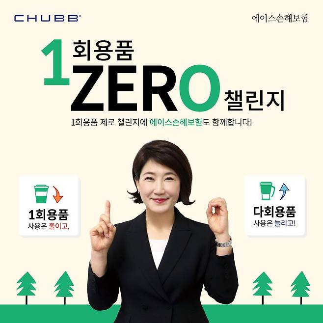 모재경 에이스손해보험 사장이 환경부 주관 ‘1회용품 제로(1 zer0) 챌린지’에 동참했다. 사진=에이스손해보험 제공