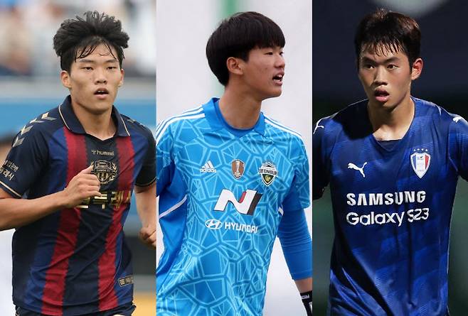 (왼쪽부터) 김도윤(수원FC U-18), 공시현(전북 U-18), 정성민(수원삼성 U-18) 등 총 13명은 프로 무대로 직행한다. 사진=한국프로축구연맹