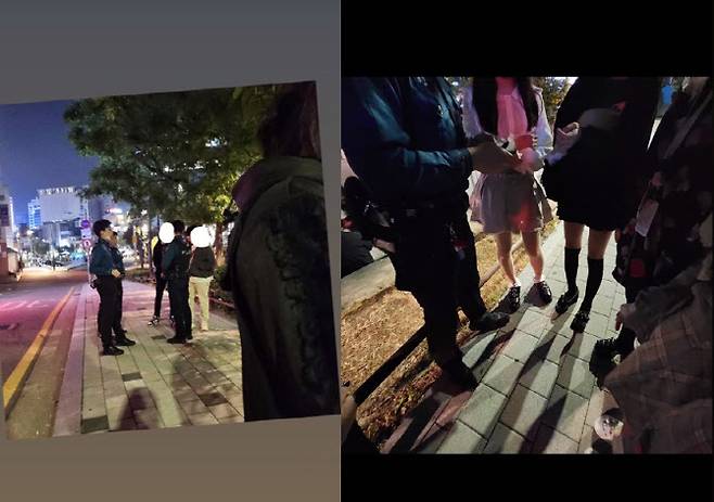 동영상 공유 플랫폼 ‘틱톡’에 올라온 경의선 책거리를 순찰하는 경찰. (사진=틱톡 캡처)