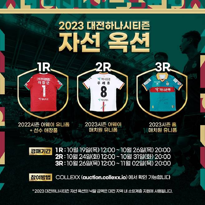 ‘배준호 실착 유니폼 최고가 낙찰’ 대전, 2023 자선 옥션 성료