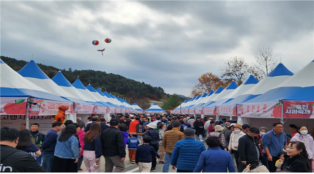 ▲ 제8회 홍천사과축제가 지난 3일부터 5일까지 사흘간 토리숲에서 열려 성황리에 마무리 됐다.