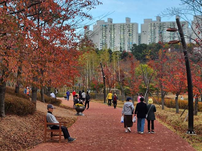 가을 나들이에 나선 시민들이 부산시민공원을 찾았다. 정혜린 기자