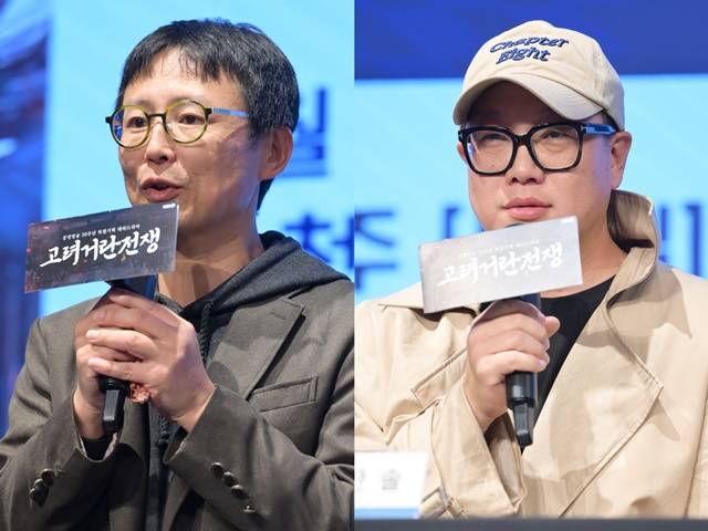 KBS 전우성 감독(왼쪽)과 김한솔 감독이 '고려 거란 전쟁'에 대해 다양한 이야기를 나누고 있다. /KBS