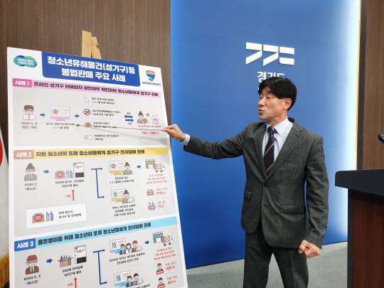 김광덕 경기도공정특사경 단장이 13일 도청에서 브리핑을 했다./사진=김춘성 기자